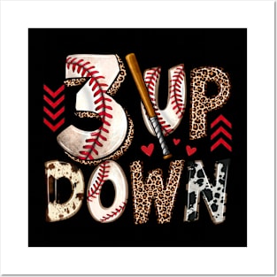 3 up 3 down baseball, cute baseball tee, leopard baseball Posters and Art